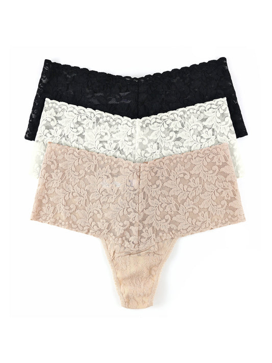 3 Pack Retro Lace Thong