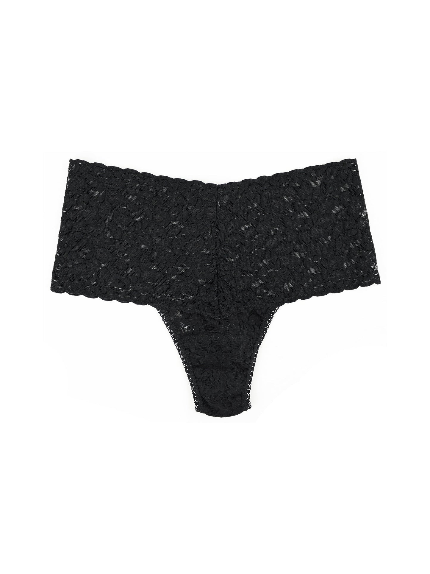 Retro Lace Thong Black